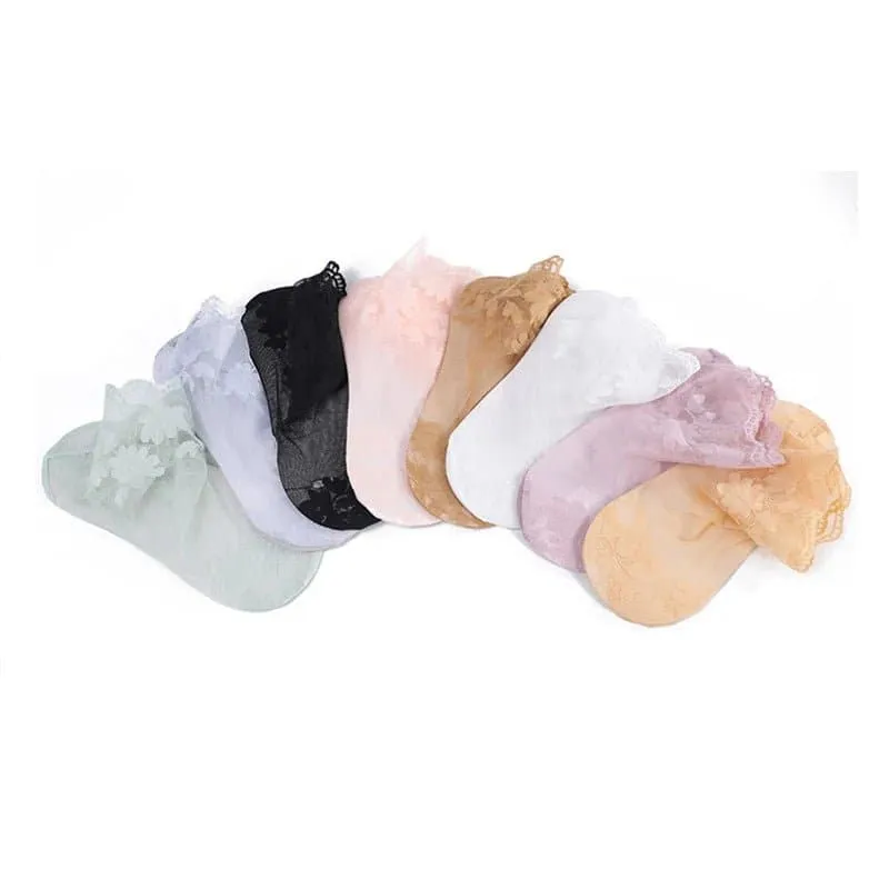 Lace Transparent Summer Socks 5 Pairs/Lot