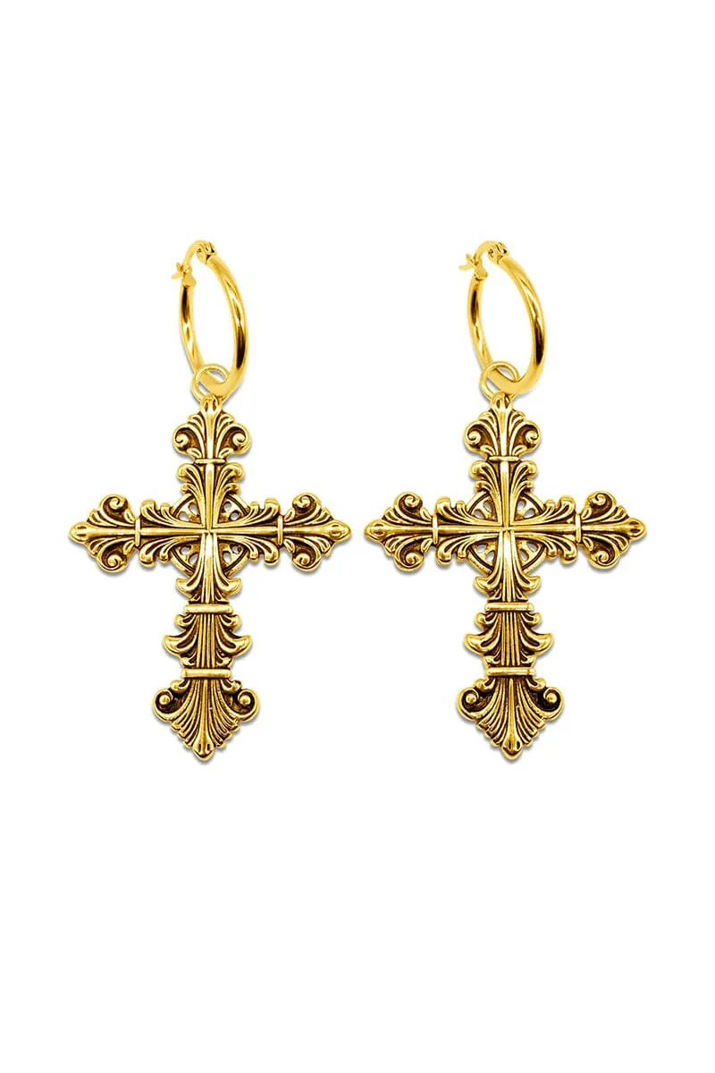 Lament Cross Hoop Earrings