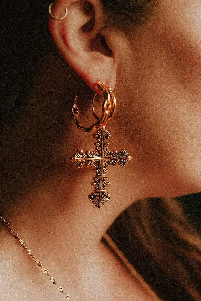 Lament Cross Hoop Earrings