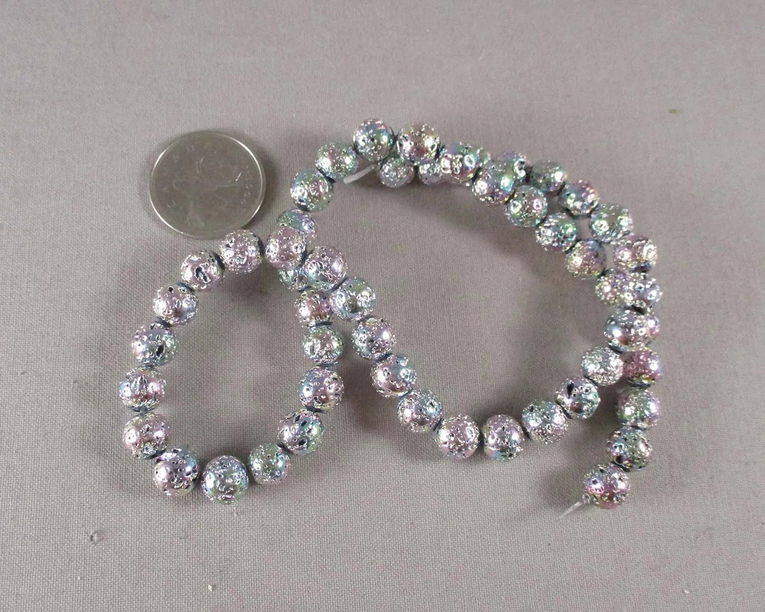 Light Rainbow Lava Beads Electroplated 8mm (C343)