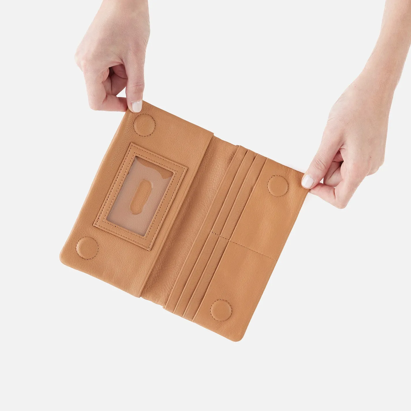 Lumen Continental Wallet In Pebbled Leather - Sandstorm