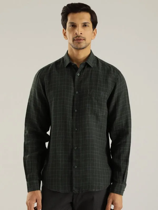 Men Checked Full Sleeve Linen Shirt