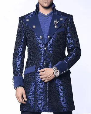 Men's Fashion Long Coat-Cosimo Blue