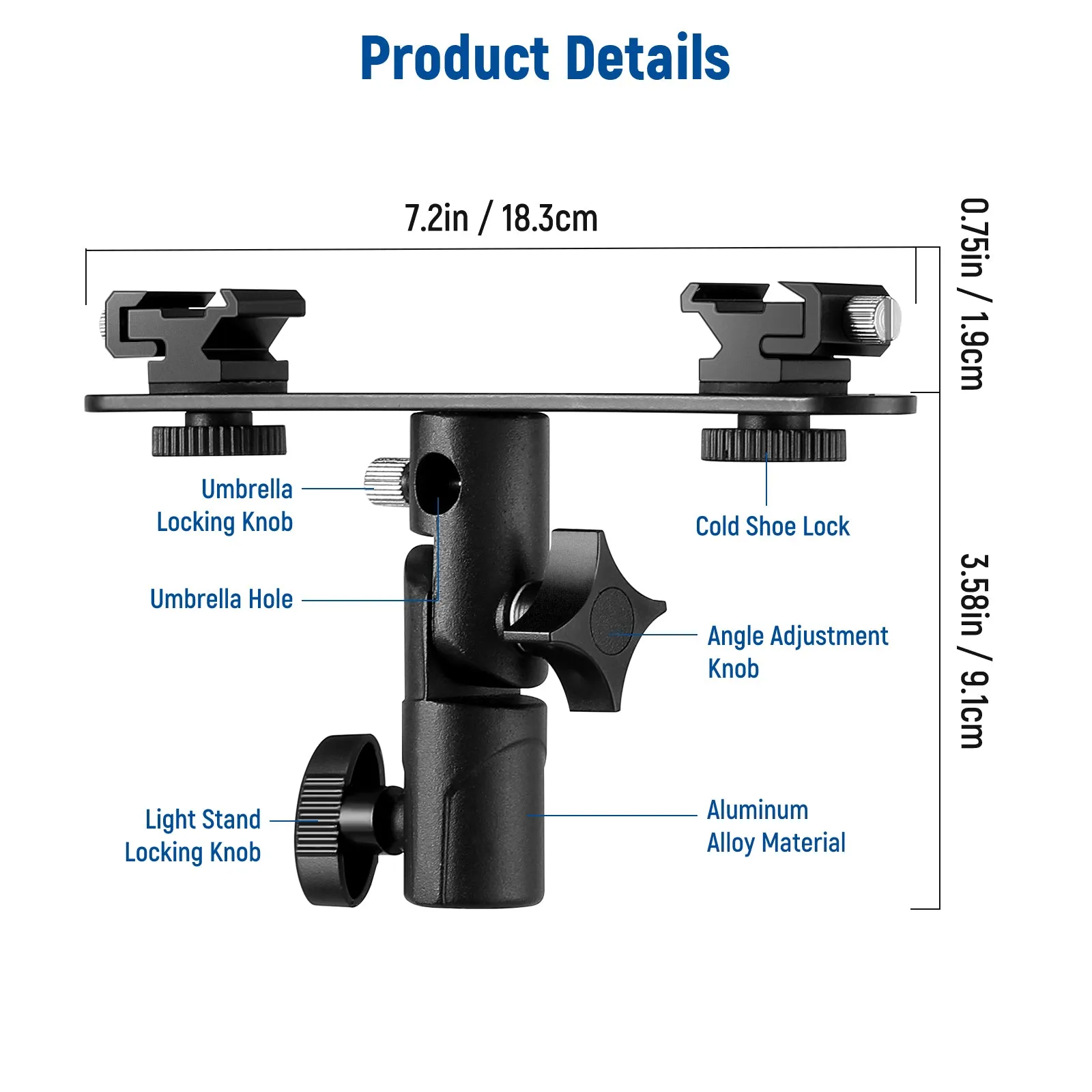 NEEWER Dual Mount Cold Shoe Flash Bracket