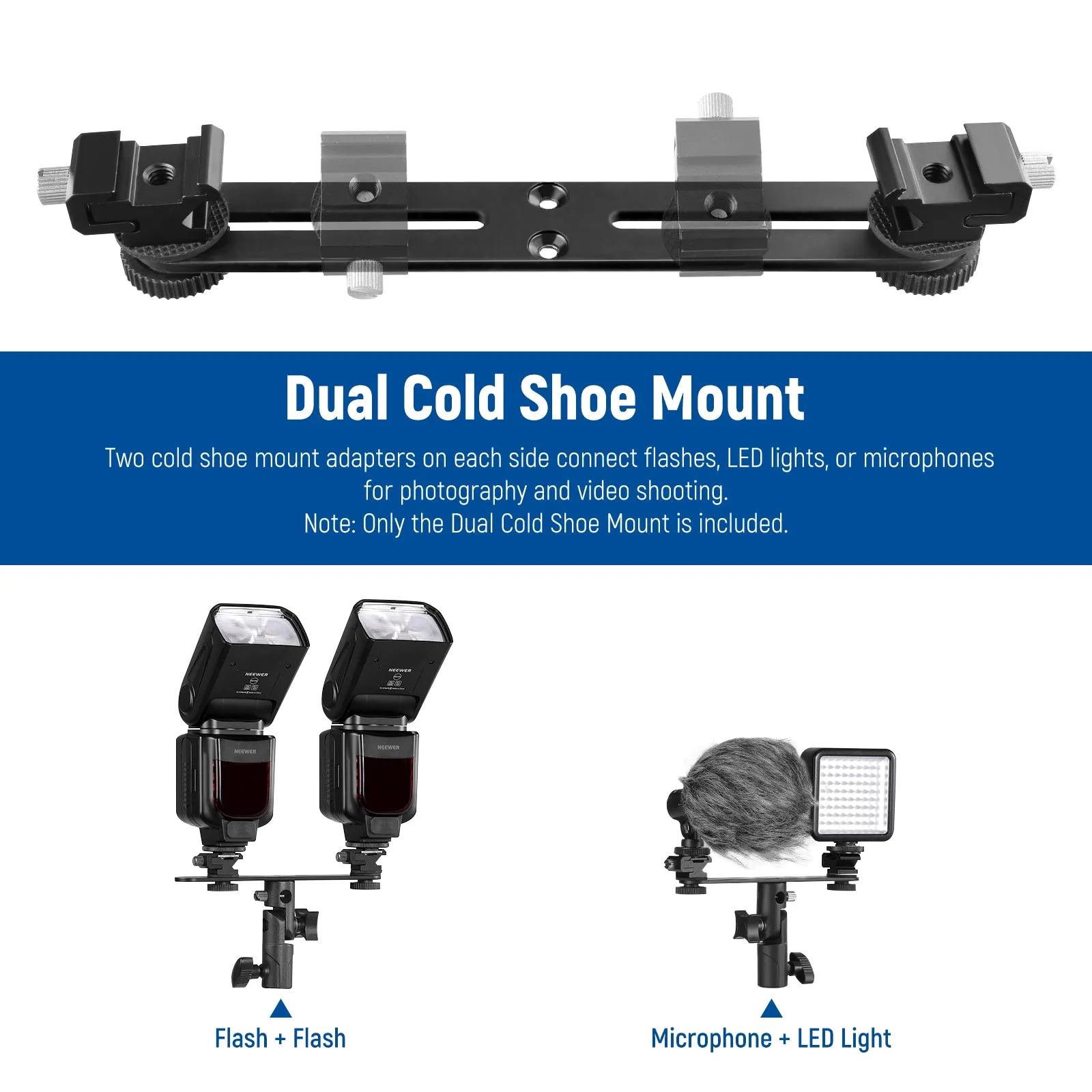 NEEWER Dual Mount Cold Shoe Flash Bracket