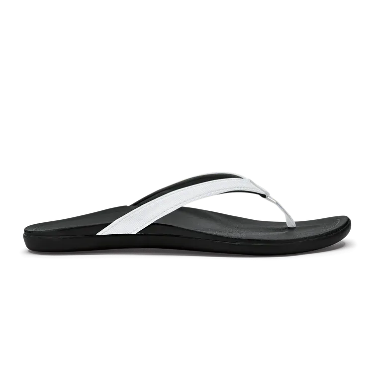 Olukai HO'OPIO White/Onyx Flip Flop 20294-4ROX