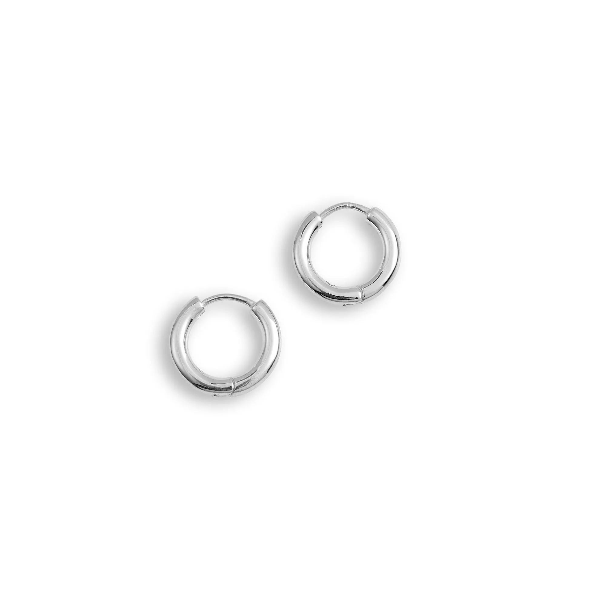 Round Huggie Earrings - Sterling Silver - Polished