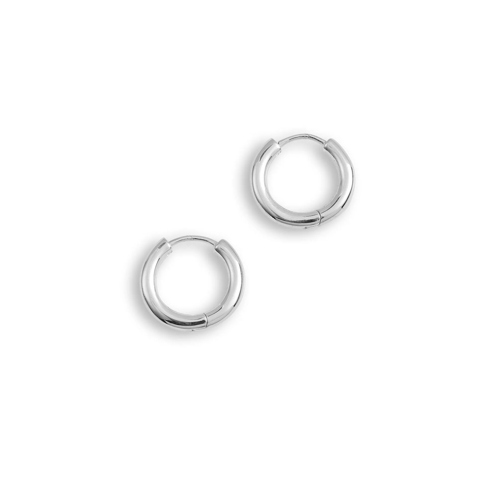 Round Huggie Earrings - Sterling Silver - Polished