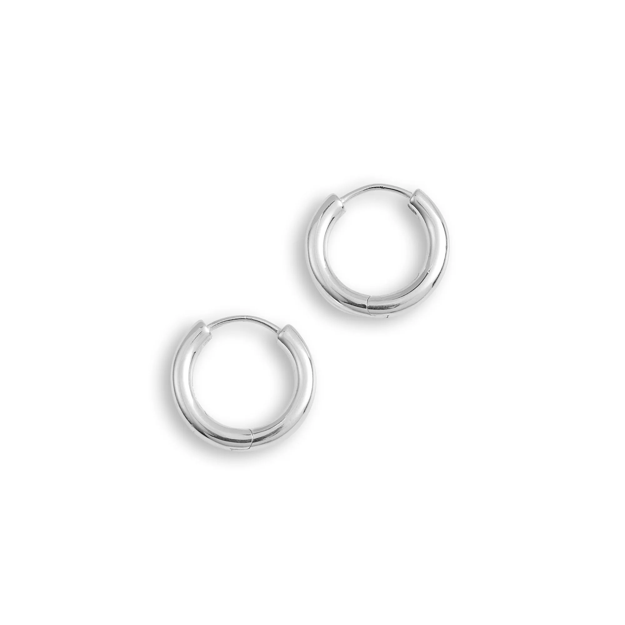 Round Huggie Earrings - Sterling Silver - Polished