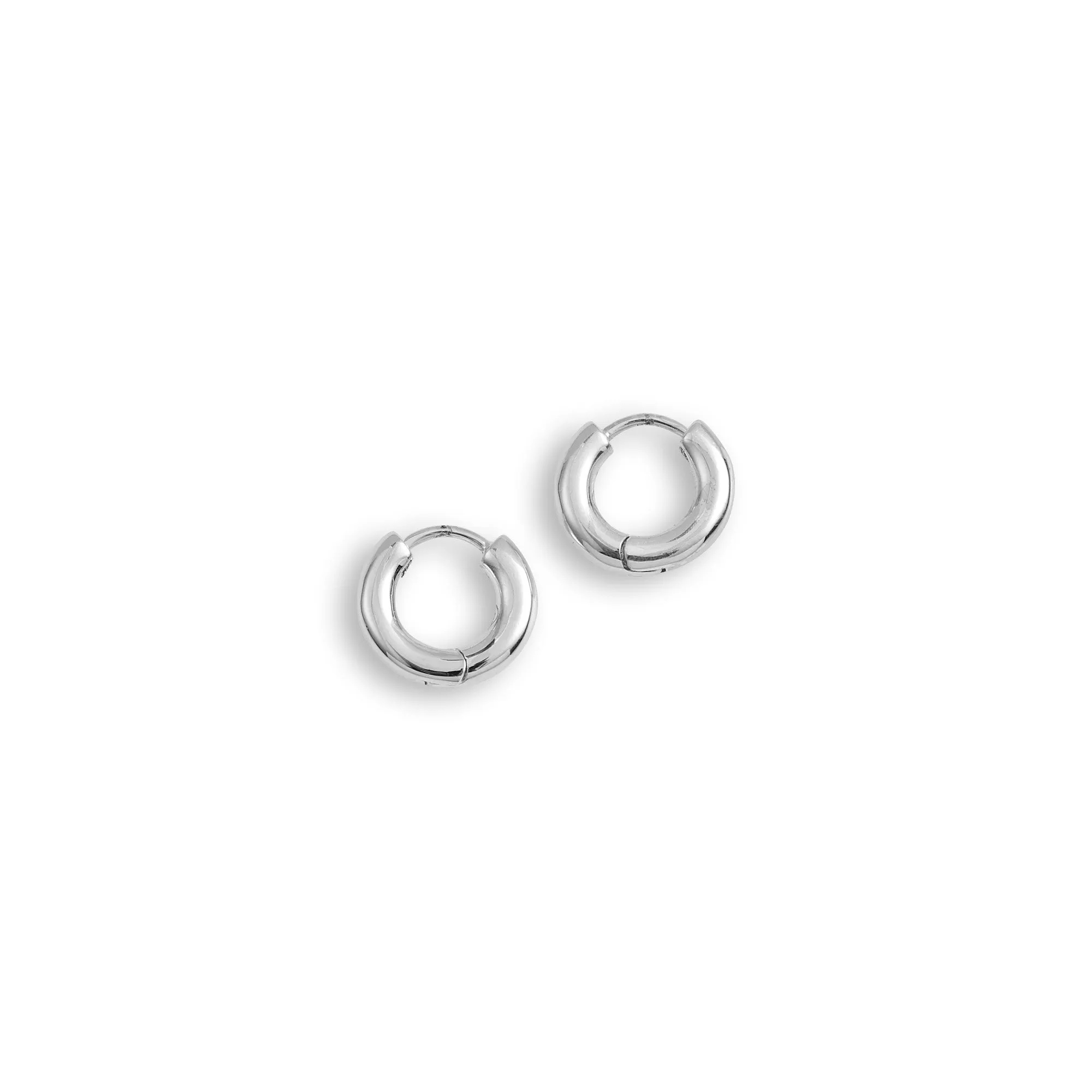 Round Huggie Earrings - Sterling Silver - Polished