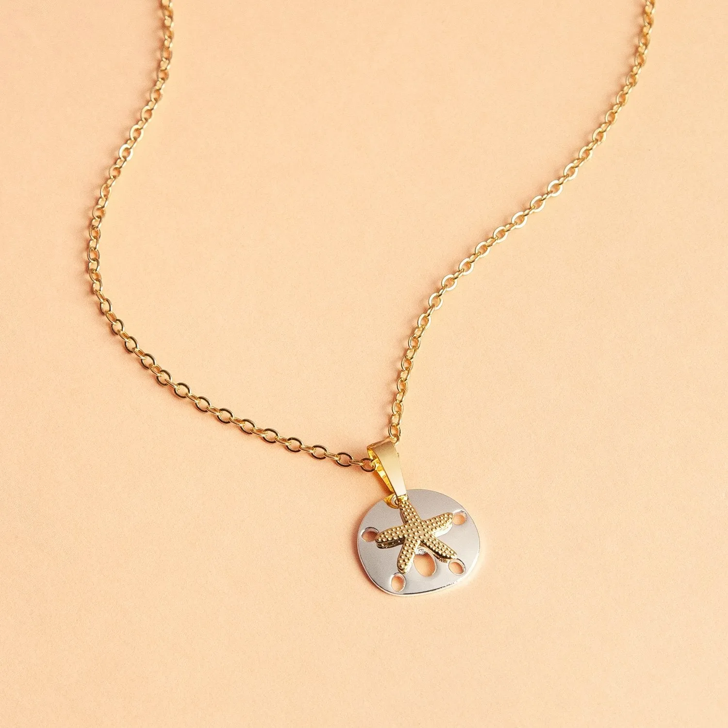 Silver & Gold Sand Dollar Necklace