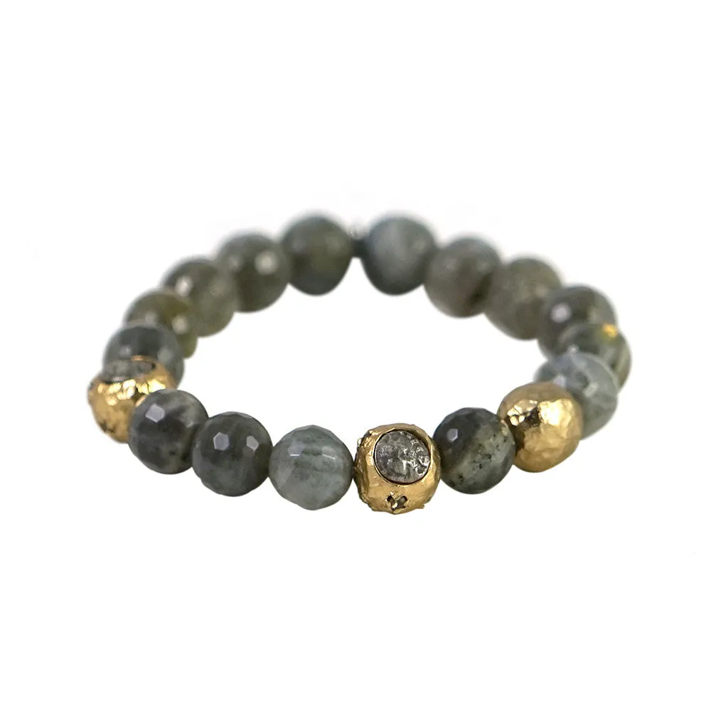 Tat2 Designs Gold Cera Faceted Labradorite Stretch